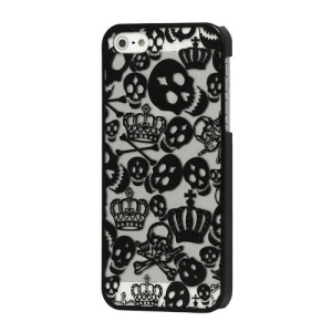 Skull Crown Electroplating Hard Plastic Case for iPhone 5 - Black