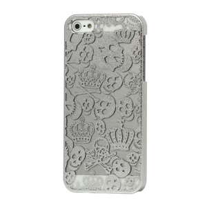 Skull Crown Electroplating Hard Plastic Case for iPhone 5 - Silver