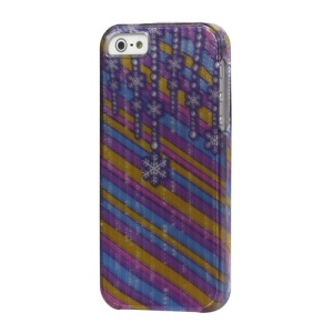 Snowflake Colorful Stripe Snap on Hard Case Cover for iPhone 5