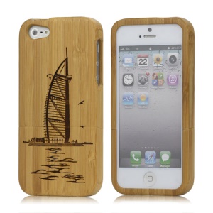 Detachable Burj Al Arab Tower Hotel Wood Case Cover for iPhone 5