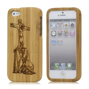 Jesus Detachable Real Wooden Protective Case Cover for iPhone 5