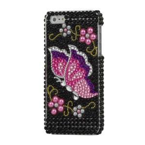 Rhinestone Butterfly Pearl Flowers Hard Case Cover for iPhone 5