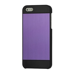 Deluxe Brushed Metal Hard Protective Case Cover for iPhone 5 - Black / Purple
