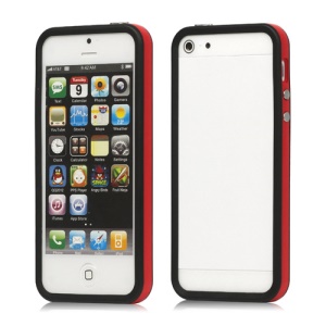 Plastic & TPU Hybrid Bumper Frame Case for iPhone 5 - Red / Black