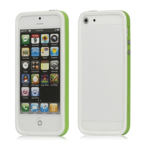 Plastic & TPU Hybrid Bumper Frame Case for iPhone 5 - Green / White