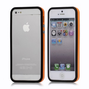 Plastic & TPU Hybrid Bumper Frame Case for iPhone 5 - Orange / Black