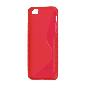 S Shape TPU Gel Case Cover for iPhone 5 - Red