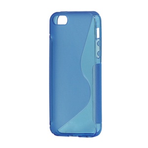 S Shape TPU Gel Case Cover for iPhone 5 - Blue