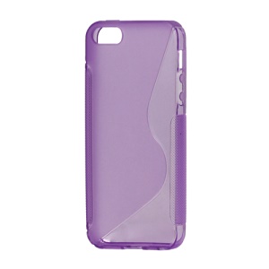 S Shape TPU Gel Case Cover for iPhone 5 - Purple