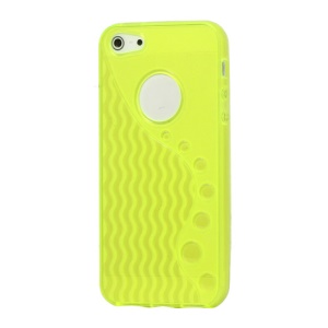 Anti-slip Ripple TPU Case Cover for iPhone 5 - Yellow