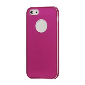 White-rimmed Frosted TPU Gel Case Cover for iPhone 5 - Violet