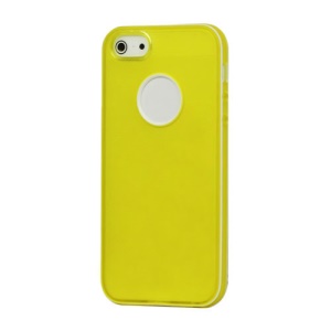 White-rimmed Frosted Gel TPU Case Cover for iPhone 5 - Yellow