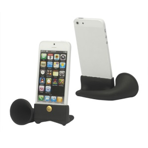 Silicone Horn Stand Amplifier Speaker for iPhone 5 - Black