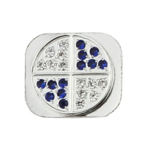 Glittering White and Blue Diamond Home Button Key for iPhone 5 - Silver