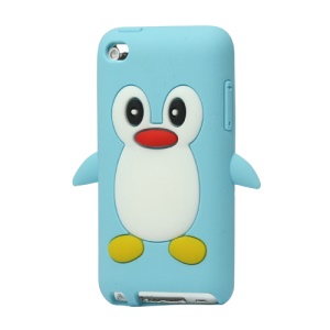 Cute Penguin Silicone Case Cover for iPod Touch 4 4G 4TH Gen - Baby Blue