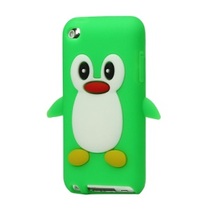 Cute Penguin Silicone Case Cover for iPod Touch 4 4G 4TH Gen - Green