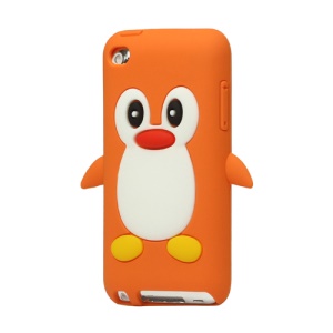 Cute Penguin Silicone Case Cover for iPod Touch 4 4G 4TH Gen - Orange