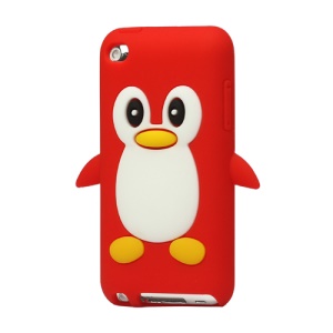 Cute Penguin Silicone Case Cover for iPod Touch 4 4G 4TH Gen - Red