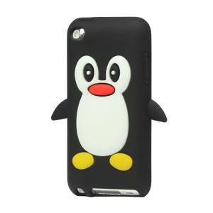 Cute Penguin Silicone Case Cover for iPod Touch 4 4G 4TH Gen - Black