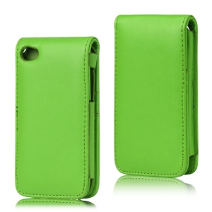 Vertical Leather Flip Case for iPod Touch 4 - Green