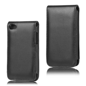 Vertical Leather Flip Case for iPod Touch 4 - Black