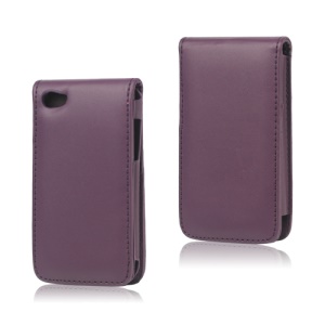 Vertical Leather Flip Case for iPod Touch 4 - Purple