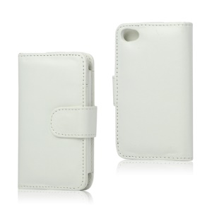 Wallet Leather Flip Case for iPod Touch 4 - White