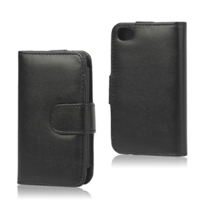 Wallet Leather Flip Case for iPod Touch 4 - Black