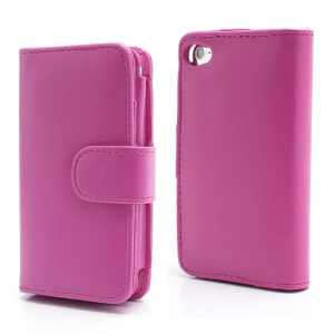 Wallet Leather Flip Case for iPod Touch 4 - Rose