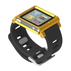 Aluminum Bracelet Watch Band Wrist Cover Case for iPod Nano 6 6th Gen - Yellow