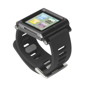 Aluminum Bracelet Watch Band Wrist Cover Case for iPod Nano 6 6th Gen - Black