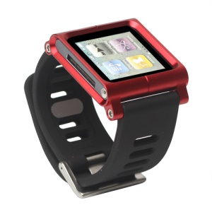 Aluminum Bracelet Watch Band Wrist Cover Case for iPod Nano 6 6th Gen - Red