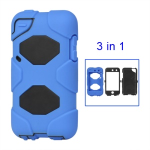 Snap-on Defender Case Cover for iPod Touch 4 4G - Black / Blue