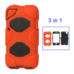 Snap-on Defender Case Cover for iPod Touch 4 4G - Black / Orange