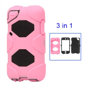 Snap-on Defender Case Cover for iPod Touch 4 4G - Black / Pink