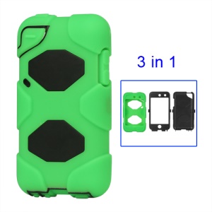 Snap-on Defender Case Cover for iPod Touch 4 4G - Black / Green