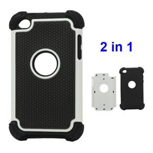 Textured Defender Case Cover for iPod Touch 4 - Black / White