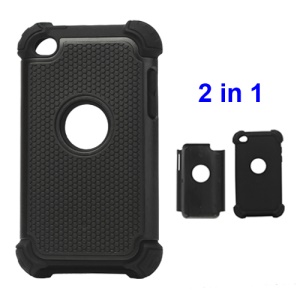 Textured Defender Case Cover for iPod Touch 4 - Black