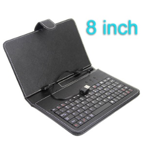 Leather Keyboard Case with USB Cable for 8 inch Tablet PC