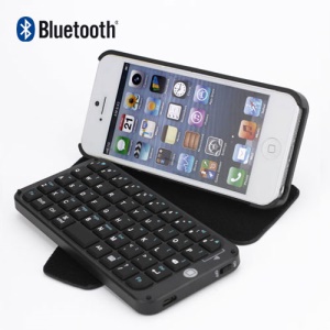 Portable PU Leather Bluetooth Keyboard Case for iPhone 5