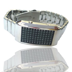 72-LED Blue Light Matrix Stainless Steel Watch Wristwatch