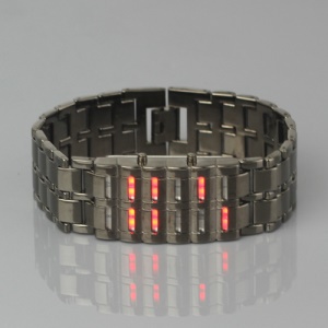 New Fashion LED Lava Samurai Metal Wrist Watch - Red Led Light