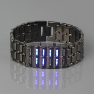 New Fashion LED Lava Samurai Metal Wrist Watch - Blue Led Light