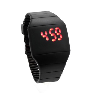 Fashion Touch Screen LED Date Day Silicone Rubber Band Digital Watch - Black