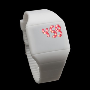 Fashion Touch Screen LED Date Day Silicone Rubber Band Digital Watch - White