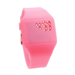Fashion Touch Screen LED Date Day Silicone Rubber Band Digital Watch - Pink