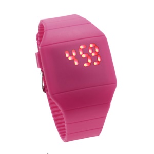 Fashion Touch Screen LED Date Day Silicone Rubber Band Digital Watch - Rose