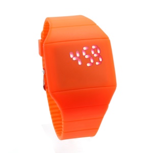 Fashion Touch Screen LED Date Day Silicone Rubber Band Digital Watch - Orange