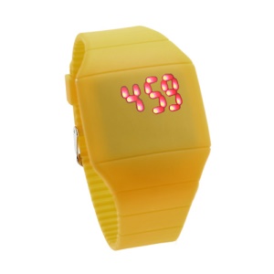 Fashion Touch Screen LED Date Day Silicone Rubber Band Digital Watch - Yellow