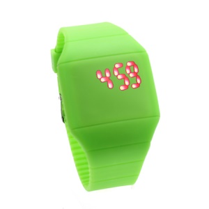 Fashion Touch Screen LED Date Day Silicone Rubber Band Digital Watch - Green